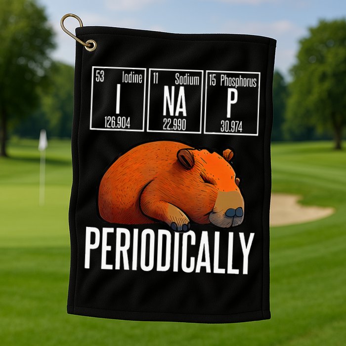 Funny Chemistry Science I Nap Periodically Capybara Lover Golf Towel