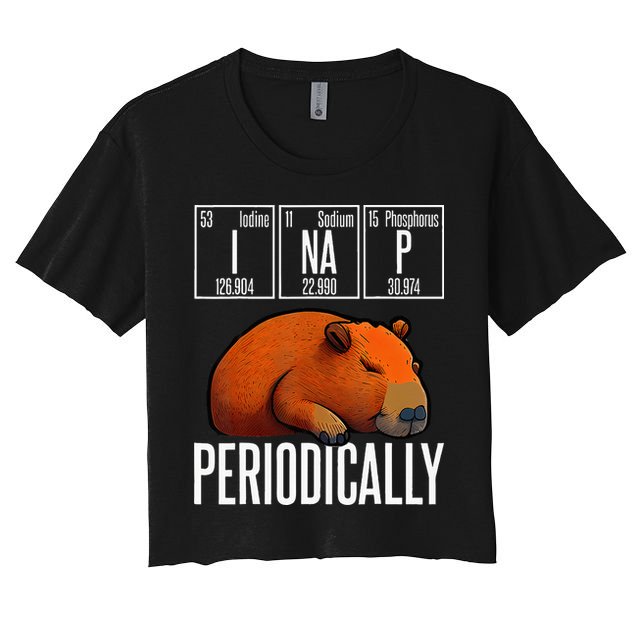 Funny Chemistry Science I Nap Periodically Capybara Lover Crop Top