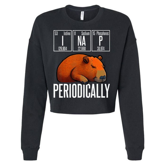 Funny Chemistry Science I Nap Periodically Capybara Lover Cropped Pullover Crew