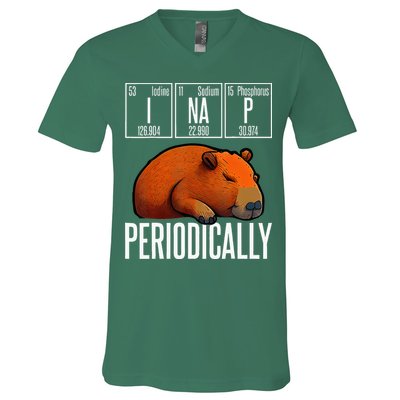 Funny Chemistry Science I Nap Periodically Capybara Lover V-Neck T-Shirt