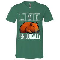 Funny Chemistry Science I Nap Periodically Capybara Lover V-Neck T-Shirt