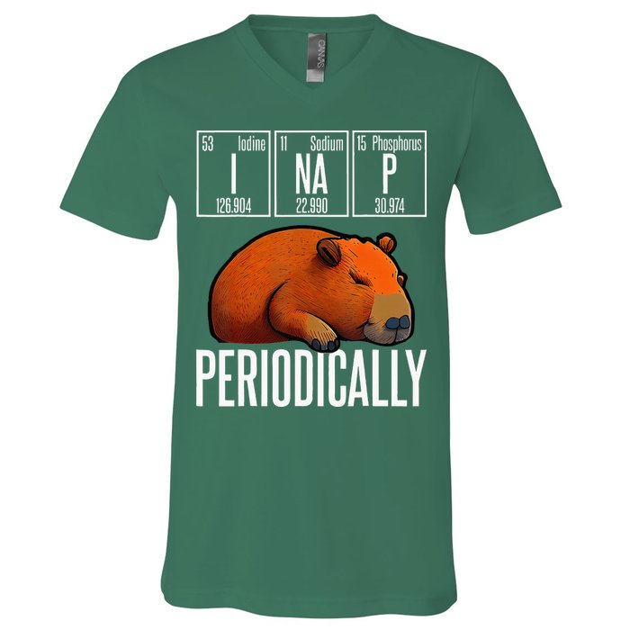 Funny Chemistry Science I Nap Periodically Capybara Lover V-Neck T-Shirt