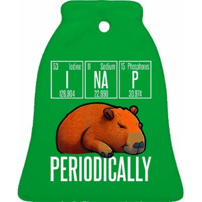 Funny Chemistry Science I Nap Periodically Capybara Lover Ceramic Bell Ornament