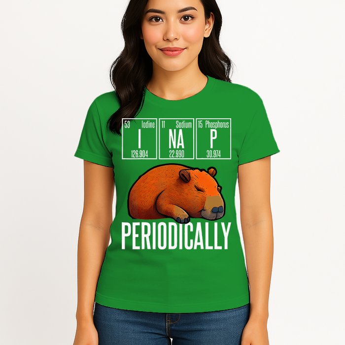 Funny Chemistry Science I Nap Periodically Capybara Lover Womens T-Shirt
