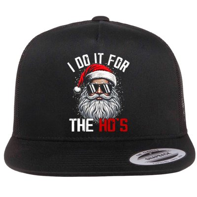 Funny Christmas Santa Claus I Do It For The Hos Cute Xmas Flat Bill Trucker Hat