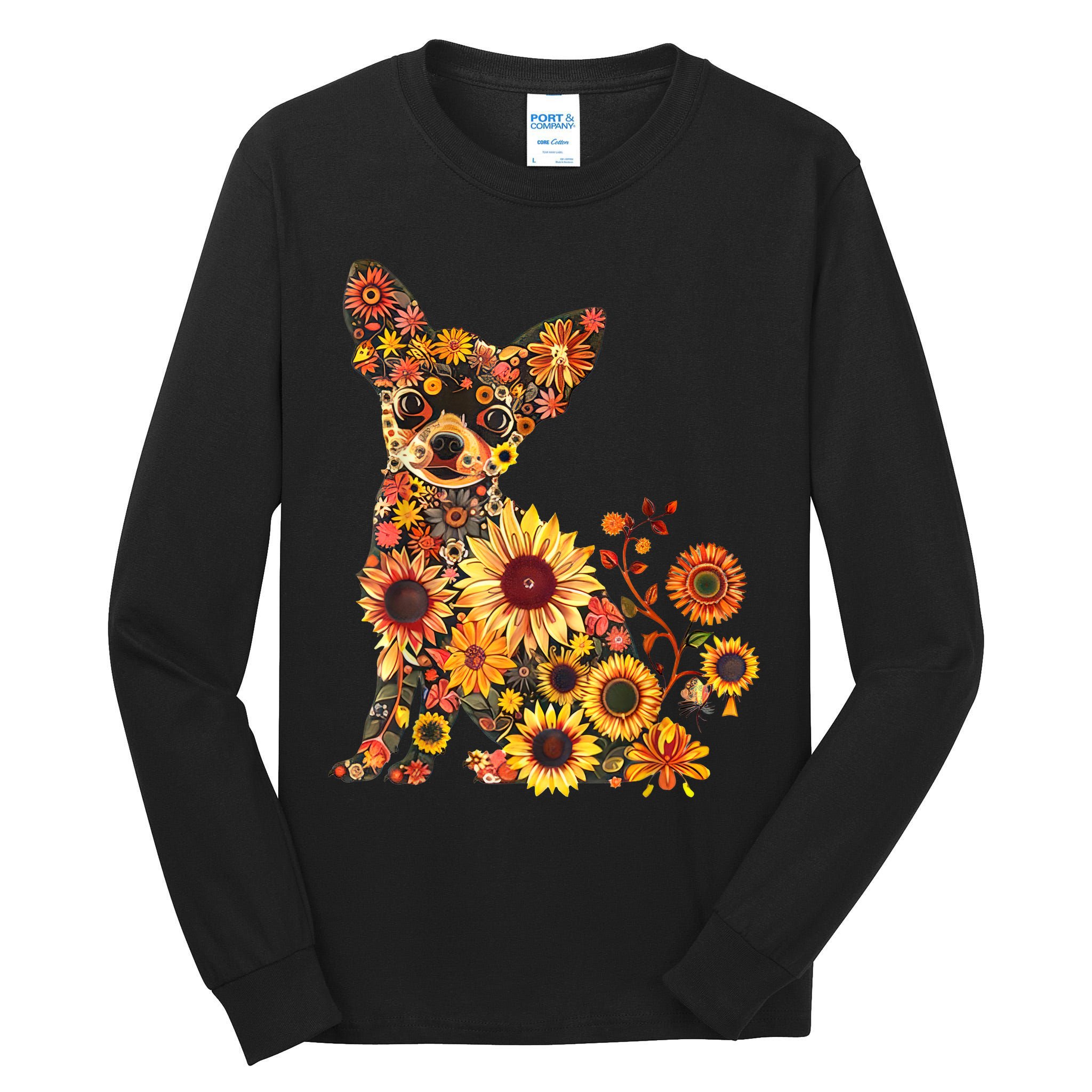 Floral Chihuahua Sunflower Mama Cute Mom Mother's Day  Tall Long Sleeve T-Shirt
