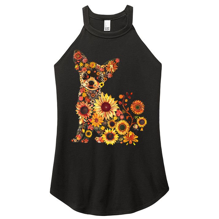 Floral Chihuahua Sunflower Mama Cute Mom Mother's Day  Women's Perfect Tri Rocker Tank