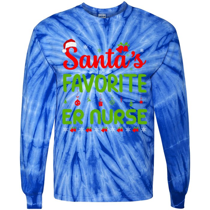 Funny Christmas Santas Favorite Er Nurse Merry Xmas Party Meaningful Gift Tie-Dye Long Sleeve Shirt