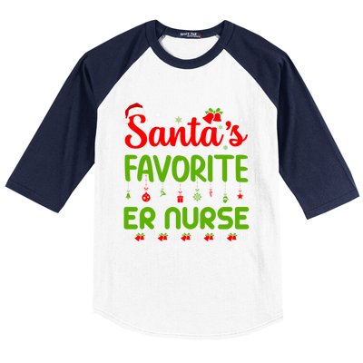 Funny Christmas Santas Favorite Er Nurse Merry Xmas Party Meaningful Gift Baseball Sleeve Shirt