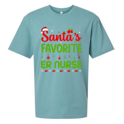 Funny Christmas Santas Favorite Er Nurse Merry Xmas Party Meaningful Gift Sueded Cloud Jersey T-Shirt