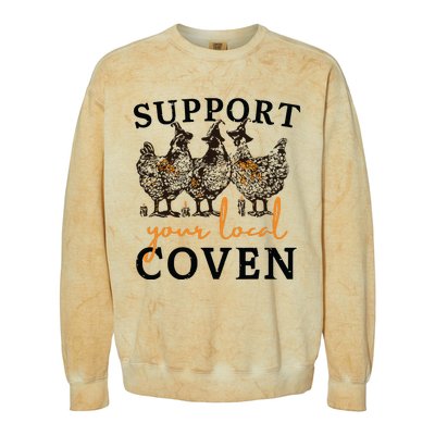 Funny Chicken Support Your Local Coven Witch Girl Farm Lover Colorblast Crewneck Sweatshirt