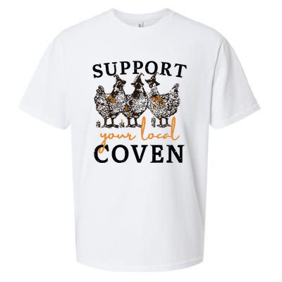 Funny Chicken Support Your Local Coven Witch Girl Farm Lover Sueded Cloud Jersey T-Shirt