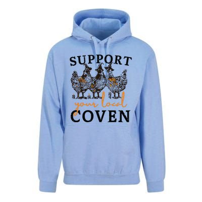 Funny Chicken Support Your Local Coven Witch Girl Farm Lover Unisex Surf Hoodie