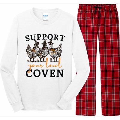 Funny Chicken Support Your Local Coven Witch Girl Farm Lover Long Sleeve Pajama Set