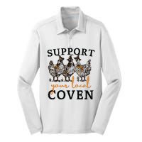 Funny Chicken Support Your Local Coven Witch Girl Farm Lover Silk Touch Performance Long Sleeve Polo