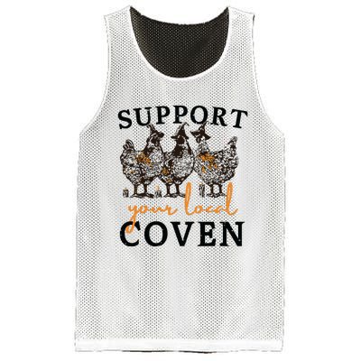 Funny Chicken Support Your Local Coven Witch Girl Farm Lover Mesh Reversible Basketball Jersey Tank