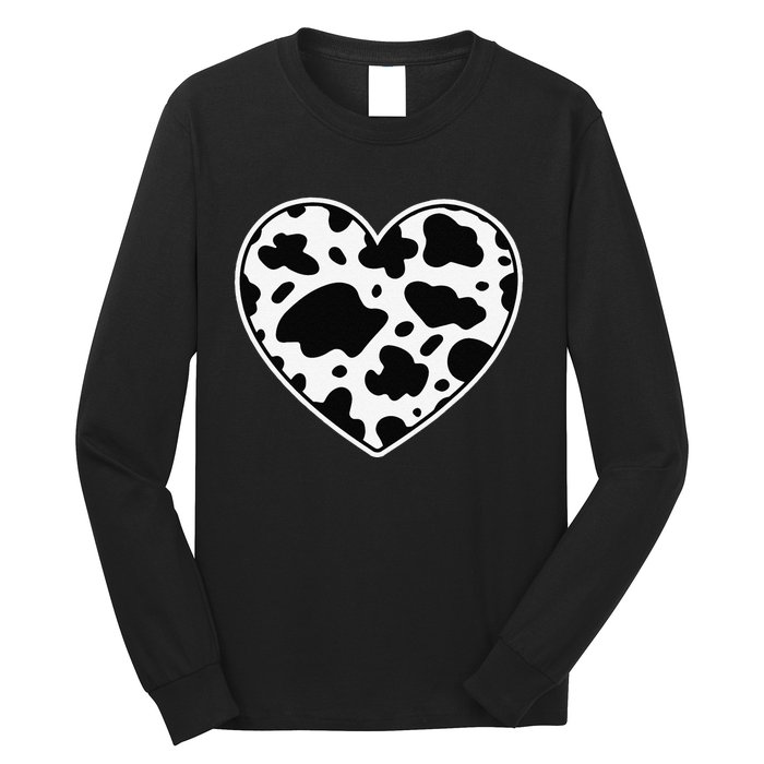 Farmer cows Skin print black and white Heart Cow Long Sleeve Shirt