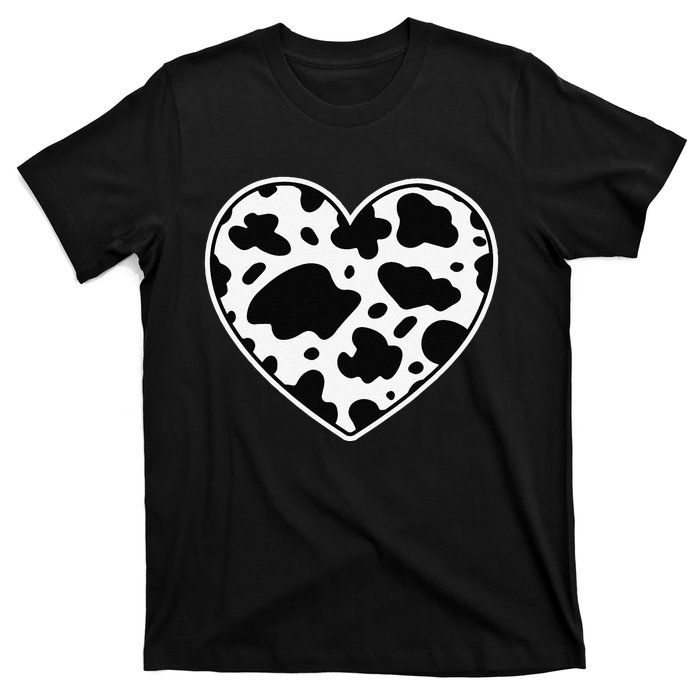 Farmer cows Skin print black and white Heart Cow T-Shirt