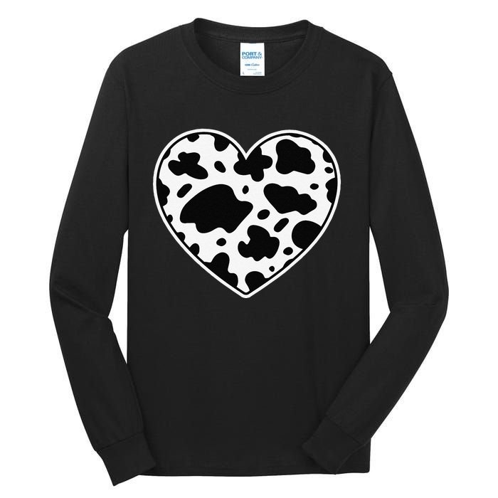 Farmer cows Skin print black and white Heart Cow Tall Long Sleeve T-Shirt