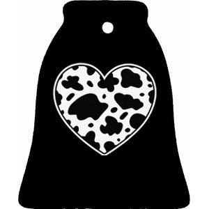 Farmer cows Skin print black and white Heart Cow Ceramic Bell Ornament