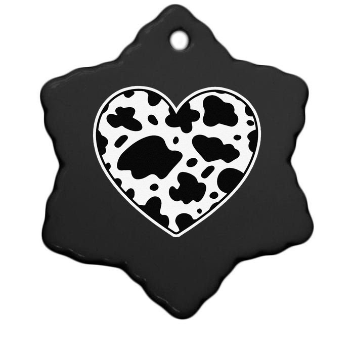 Farmer cows Skin print black and white Heart Cow Ceramic Star Ornament