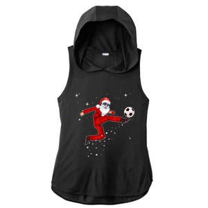 Funny Christmas Santa Soccer Playing Xmas Boys Sport Gift Ladies PosiCharge Tri-Blend Wicking Draft Hoodie Tank