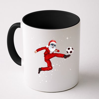 Funny Christmas Santa Soccer Playing Xmas Boys Sport Gift Mug
