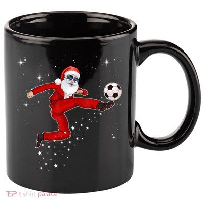 Funny Christmas Santa Soccer Playing Xmas Boys Sport Gift 11oz C Handle Ceramic Mug