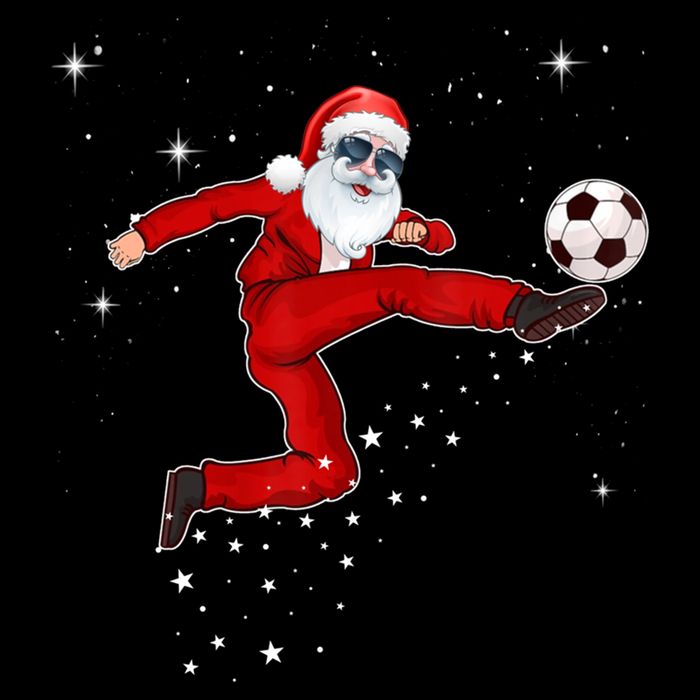 Funny Christmas Santa Soccer Playing Xmas Boys Sport Gift Drawstring Bag