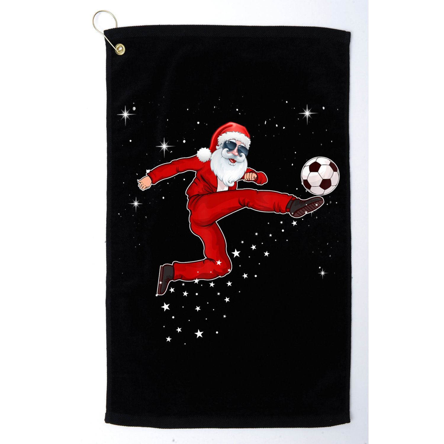 Funny Christmas Santa Soccer Playing Xmas Boys Sport Gift Golf Towel