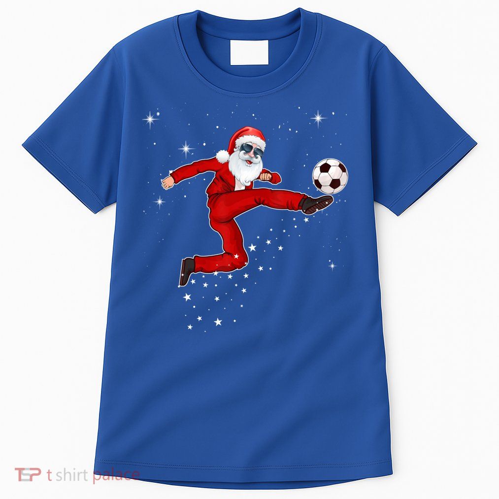 Funny Christmas Santa Soccer Playing Xmas Boys Sport Gift Tall T-Shirt