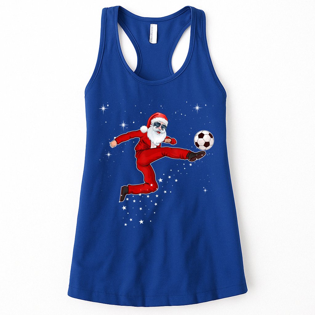 Funny Christmas Santa Soccer Playing Xmas Boys Sport Gift Womens Tank Top