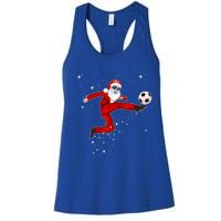 Funny Christmas Santa Soccer Playing Xmas Boys Sport Gift Women's Racerback Tank