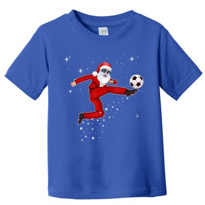 Funny Christmas Santa Soccer Playing Xmas Boys Sport Gift Toddler T-Shirt