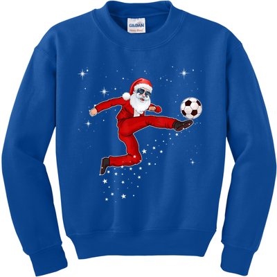 Funny Christmas Santa Soccer Playing Xmas Boys Sport Gift Kids Sweatshirt