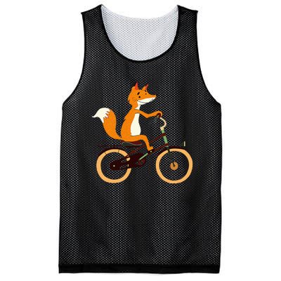 Funny Cycling S Fox On Bicycle Animal Lovers Mesh Reversible Basketball Jersey Tank