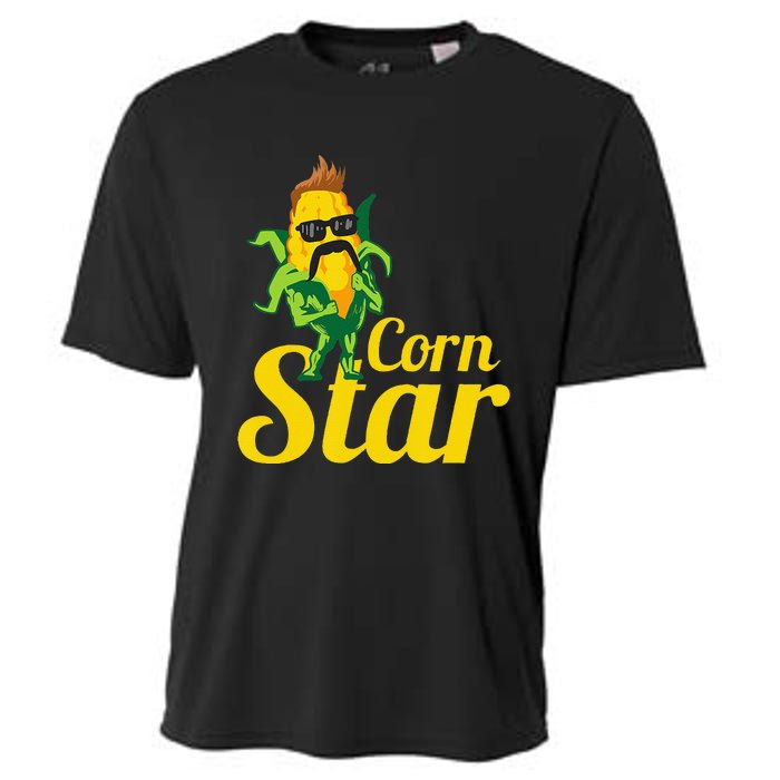 Funny Corn Star Sunglasses Mustache Maize Cooling Performance Crew T-Shirt