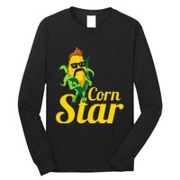 Funny Corn Star Sunglasses Mustache Maize Long Sleeve Shirt