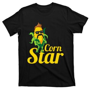 Funny Corn Star Sunglasses Mustache Maize T-Shirt