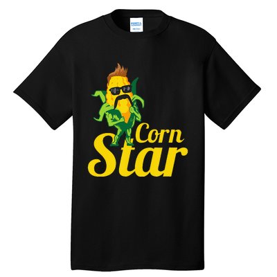 Funny Corn Star Sunglasses Mustache Maize Tall T-Shirt