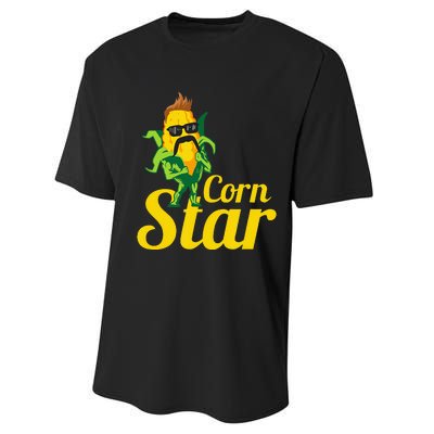 Funny Corn Star Sunglasses Mustache Maize Performance Sprint T-Shirt