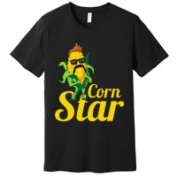 Funny Corn Star Sunglasses Mustache Maize Premium T-Shirt