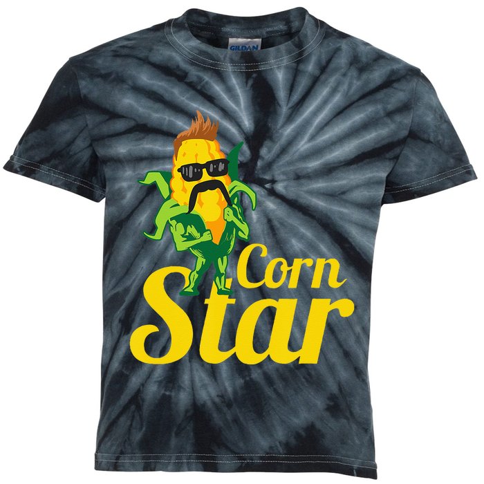 Funny Corn Star Sunglasses Mustache Maize Kids Tie-Dye T-Shirt