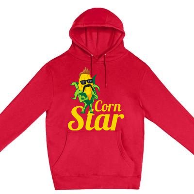 Funny Corn Star Sunglasses Mustache Maize Premium Pullover Hoodie