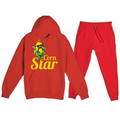 Funny Corn Star Sunglasses Mustache Maize Premium Hooded Sweatsuit Set