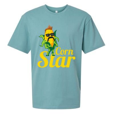 Funny Corn Star Sunglasses Mustache Maize Sueded Cloud Jersey T-Shirt