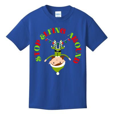 Funny Christmas Sayings Stop Elfing Around Gift Kids T-Shirt