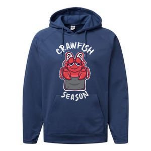 Funny Crawfish Season Kawaii Crawfish Boil Cajun Crayfish Funny Gift Performance Fleece Hoodie