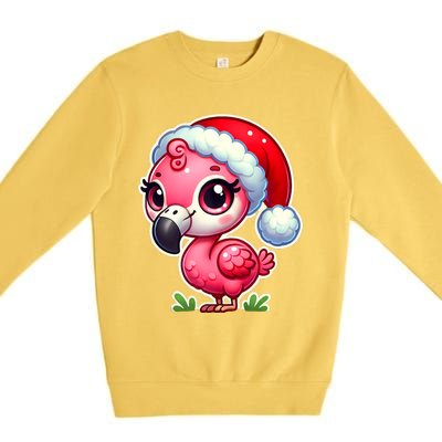 Flamingo Christmas Santa Claus Hat Xmas Holiday Tank Top Premium Crewneck Sweatshirt