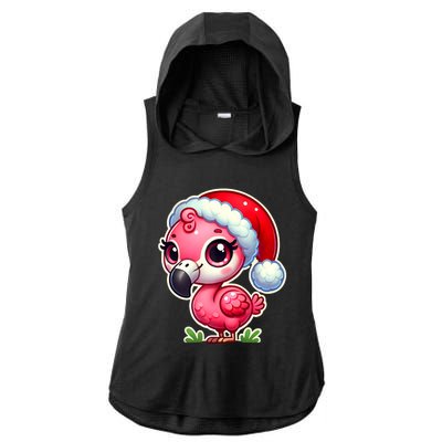 Flamingo Christmas Santa Claus Hat Xmas Holiday Tank Top Ladies PosiCharge Tri-Blend Wicking Draft Hoodie Tank